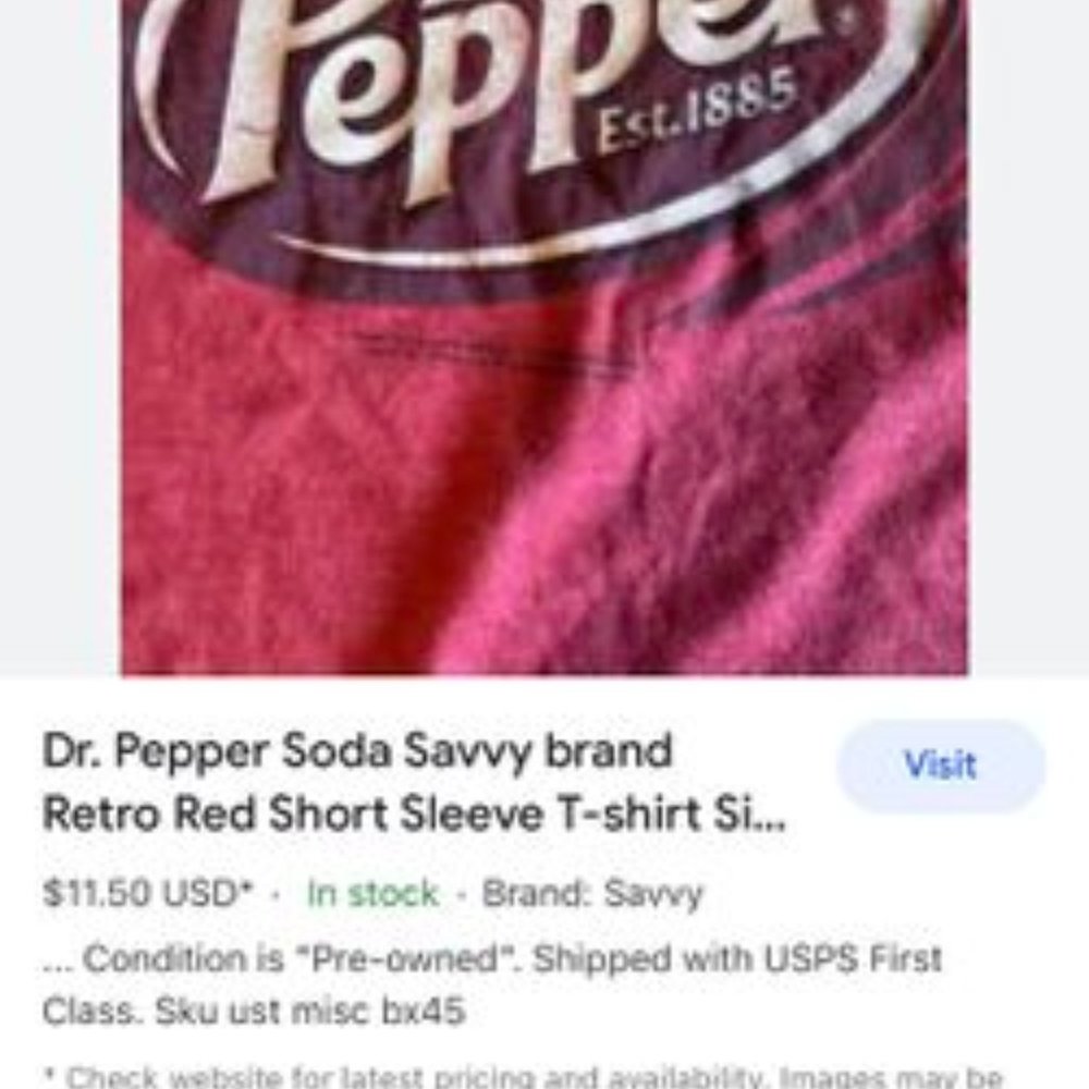 Dr. Pepper Soda Savvy brand Retro Red Short Sleeve T-shirt Size Small - Picture 2 of 3